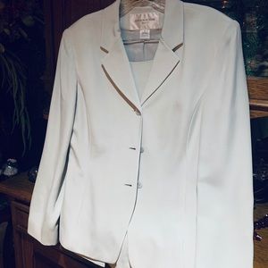 Silk Pencil Skirt Suit Lt Gray 6